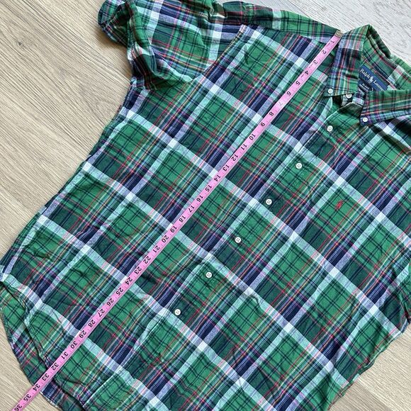 Ralph Lauren Shirt Men XL Blak Green Plaid Short Sleeve Preppy 90s Retro Cotton - Picture 4 of 7